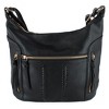 Alyssa Women's Synthetic Leather Adjustable Crossbody with Zipper Detail, Black - 3 of 4