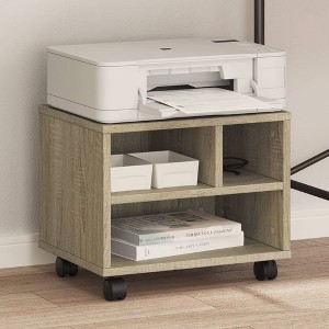 Aghana Digitals Sonoma Oak Mobile Printer Stand with Lockable Wheels - Engineered Wood Organizer - 1 of 4