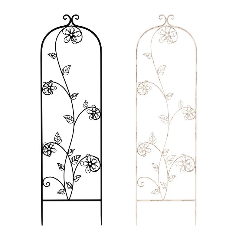 Garden Trellis- For Climbing Plants- Decorative Curving Flower Stem Metal Panel -For Vines, Roses, Vegetable Plants & Flowers by Pure Garden (Black), 2 of 4