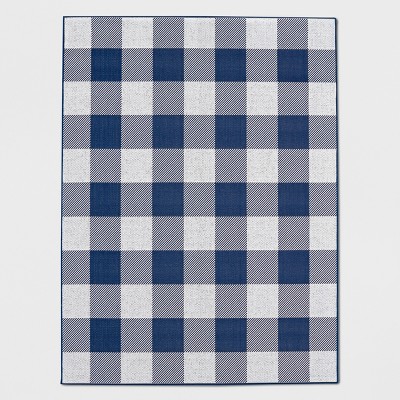 7' x 10' Buffalo Plaid Outdoor Rug Navy - Threshold™