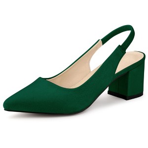 Allegra K Women's Pointed Toe Block Heel Slingback Heels - 1 of 4