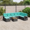 vidaXL 9 Piece Patio Sofa Set with Cushions Black Poly Rattan - 2 of 4