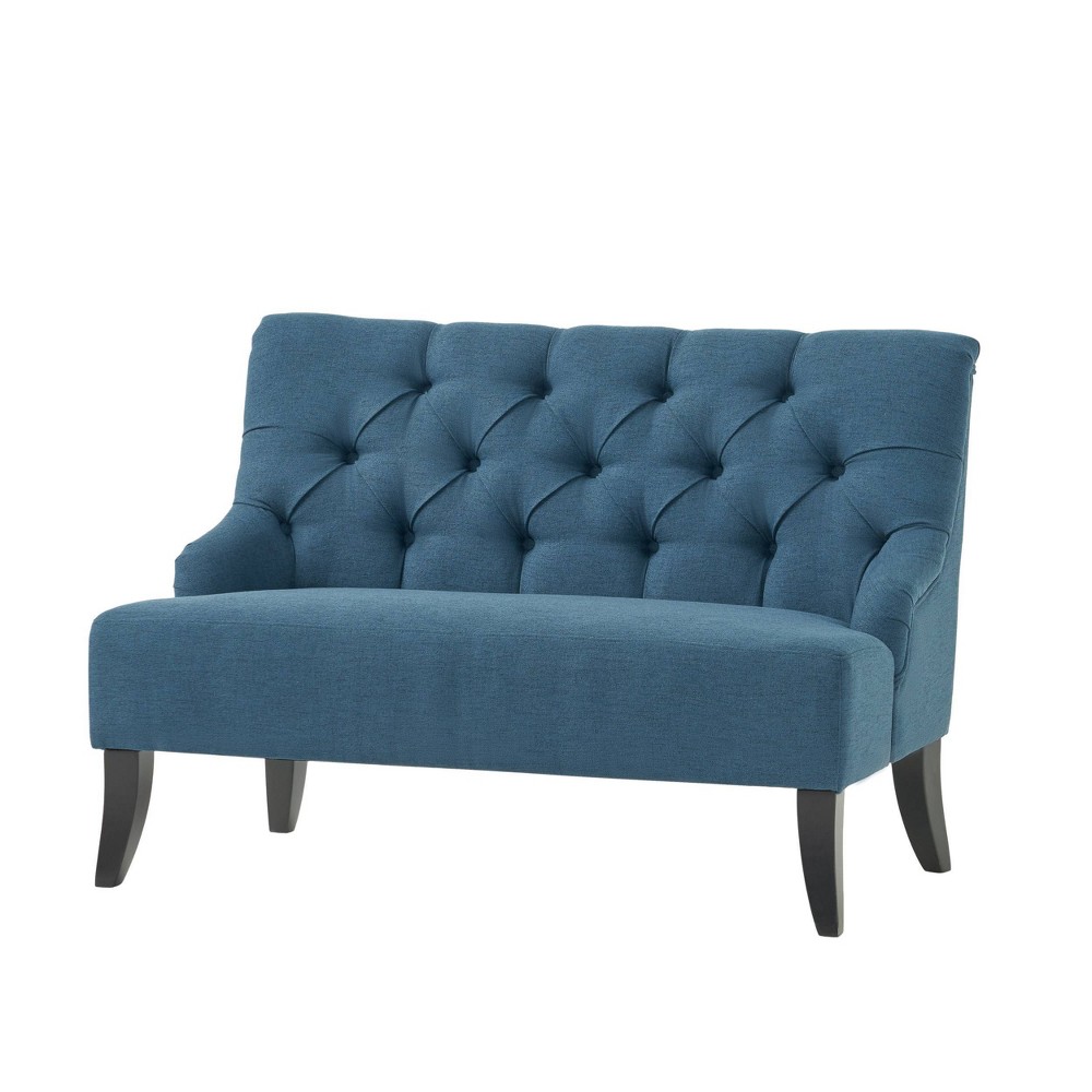 Photos - Sofa Nicole Settee Dark Blue - Christopher Knight Home: Upholstered Loveseat, Polyester, Tufted Design, Seats 2