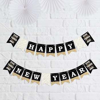 Big Dot of Happiness Hello New Year - NYE Party Mini Pennant Banner - Happy New Year
