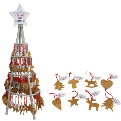 Transpac Wood 9.5 in. Multicolor Christmas Cinnamon Ornament With Display Tree Set of 136