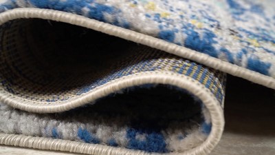 Ivory and Blue Persian Boho Vintage Medallion Area Rug