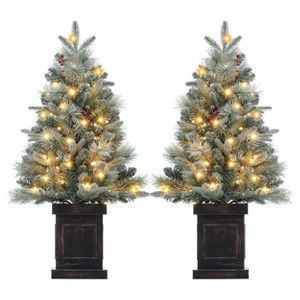 Christmas Tree for Front Door, Christmas Tree with Potted, Xmas Tree with Red Berries, Xmas Tree for Holiday Decor - 1 of 4