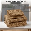 4 Piece Bed Sheets Printed Microfiber Sheet Set Ultra Soft, Easy Care Paisley Printed Sheets - Lux Decor Collection - 2 of 4