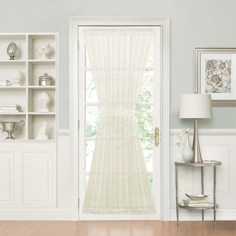 Kate Aurora Luxurious Batiste Sheer French Door Curtain Panel With Tieback, 1 of 4