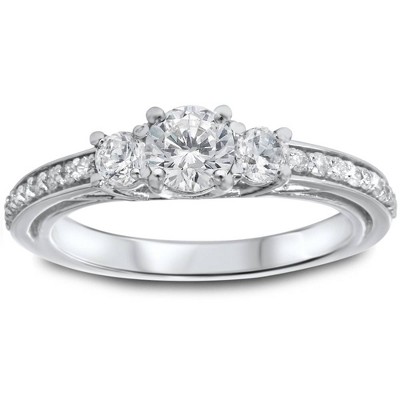 Pompeii3 1 1/4ct 3-Stone Diamond Ring 14K White Gold
