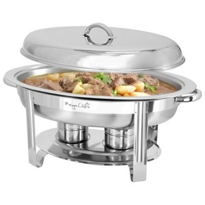 MegaChef 5.8 Quart Stainless Steel Oval Professional Chafing Dish/Food Warmer/Buffet Server Serving Dish - 1 of 4