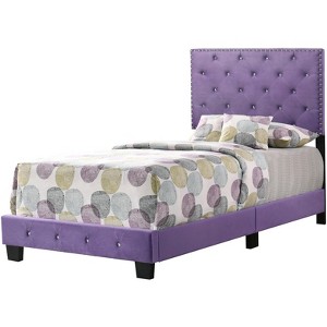 Okak All Size Charming Platform Bed with Upholstered Headboard & Beaded Design,Modern Bed Frame No Box Spring Needed - 1 of 4