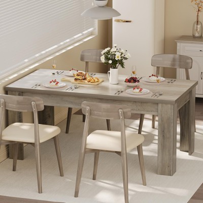 63″ Farmhouse Rectangular Dining Table for 4–6, 1.18″ Thick MDF Wood Kitchen & Dining Room Table for Apartment/Small Space with 300 lb Load Capacity