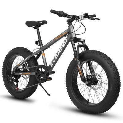 ORRD 20 Inch Fat Tire Mountain Bike, Shimano 7 Speed, Dual Disc Brake, Front Suspension, High-Carbon Steel Frame，Grey