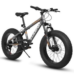 ORRD 20 Inch Fat Tire Mountain Bike, Shimano 7 Speed, Dual Disc Brake, Front Suspension, High-Carbon Steel Frame，Grey - 1 of 4