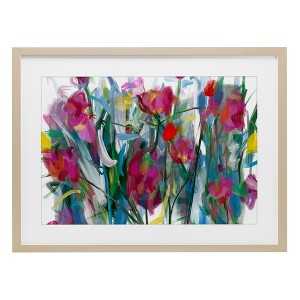 Stupell Industries Expressive Blooming Roses Framed Print Under Glass, Brown, 20" x 14" - 1 of 4