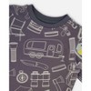 Deux par Deux Boy Printed Organic Cotton Tee Grayish Blue and Camping - 4 of 4