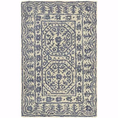 Mark & Day Turin 2'x3' Rectangle Tufted Indoor Area Rugs Denim: Wool, Stain-Resistant, Traditional Medallion Pattern