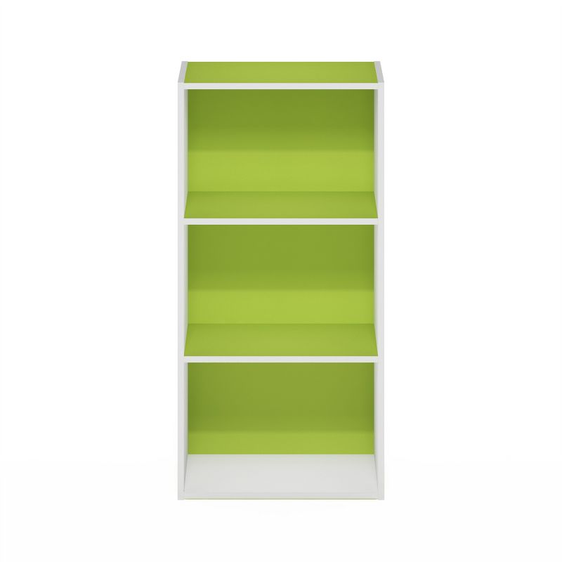 Furinno Luder 3-Tier Open Shelf Bookcase, Green/White, 3 of 7
