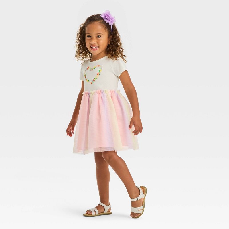 Toddler Girls' Heart Tulle Dress - Cat & Jack™ Cream, 4 of 5