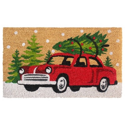 Raj 1'6" x 2'6" Tufted Christmas Car Doormat Green