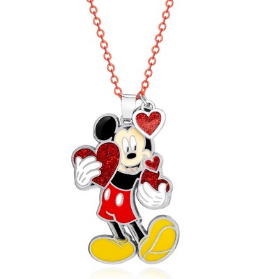 Disney Mickey Mouse Womens Red Chain With Red Heart Charm And Mickey ...