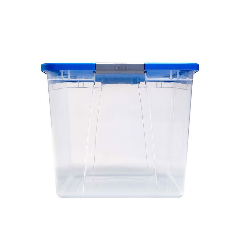 Homz 64 Quart Secured Seal Latch Extra Large Single Clear Stackable Storage Container Tote with Blue Lid for Home, Garage, or Basement (2 Pack), 4 of 7
