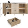 Jojoka Buffet Cabinet with Storage, Sideboard with 3 Drawers & 2 Doors, Adjustable Shelf, Natural Wood Console for Entryway, Hallway, Living Room - 3 of 4