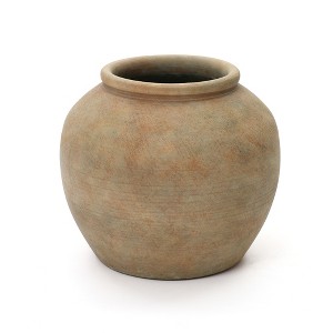LuxenHome Terracotta 10" Round Vase with Natural Earth Tones, Accent for Farmhouse or Boho Interiors Brown - 1 of 4