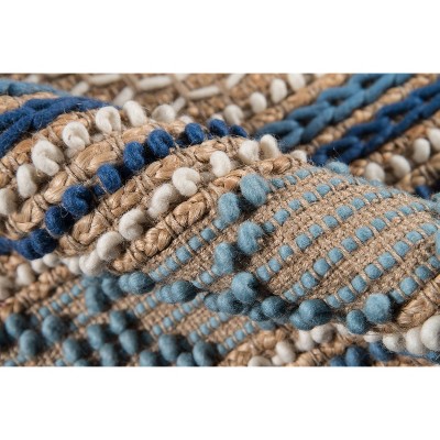 Esme Blue and Beige Geometric Wool Cotton Rug