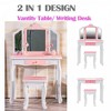 2-in-1 Princess Vanity Set,Princess Makeup Table with Mirror, Stool, Tri-Folding Mirror & Drawer - 2 of 4