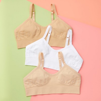 Girls' 3pk Favorite Double-layered, High-quality Seamless Bra With Adjustable  Straps By Yellowberry : Target