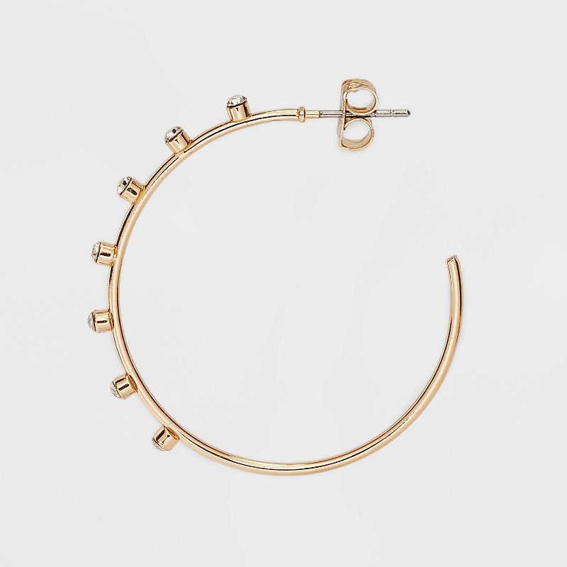 Gold Delicate Hoop With Stones Earrings - A New Day&#8482; Gold, 4 of 5