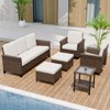 EAGLE PEAK Ocean Vista 6 piece Patio Variated Brown Wicker Sofa Set Swivel Chairs, 3-Seat Sofa - 2 of 4