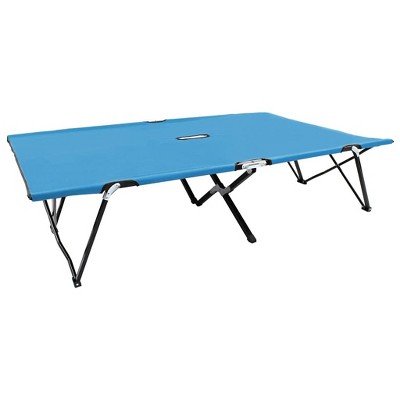 vidaXL Lightweight Double Folding Sun Lounger in Blue - Powder-Coated Steel Frame with 600 D Polyester Fabric