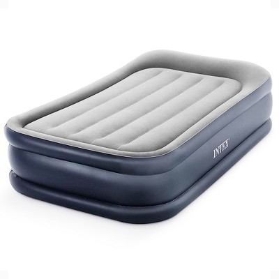 INTEX 64131ED Dura-Beam Plus Deluxe Pillow: Fiber-Tech – Twin Size – Built-in Electric Pump – 16.5in Bed Height – 300lb Weight Capacity