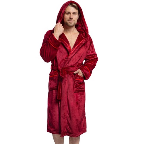 Pavilia Mens Robe, Hooded Soft Bathrobe For Men, Fleece Plush Warm