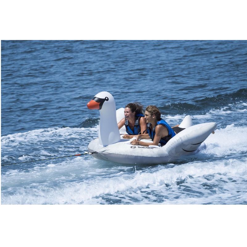 Swimline 84" Swan Towable 2-Person Inflatable Pool Float - White/Black, 3 of 5