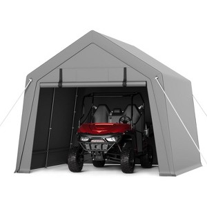 Heavy-Duty Portable Carport with Roll-Up Zipper Door, Waterproof Garage Storage Shed for Motorcycles, Bikes, Firewood and Outdoor Tools - 1 of 4