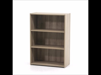 Adjustable Summer Oak 3-Shelf Wooden Bookcase