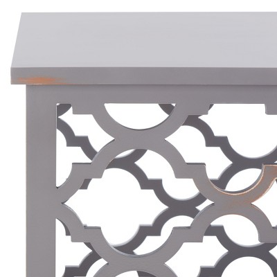 Gray Wood Latticework Square End Table