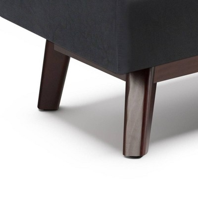 Ethan Midnight Black Faux Leather Storage Ottoman