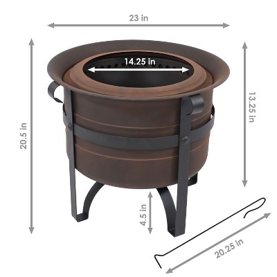 23" Bronze Cauldron-Style Wood-Burning Smokeless Fire Pit