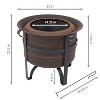Sunnydaze Cauldron-Style Outdoor Wood-Burning Steel Smokeless Fire Pit with Poker - 23" - 3 of 4