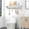 Bekrvio 35.8'' Wood Coat Rack Wall Mount with Shelf - White Farmhouse Rustic Coat Hooks for Entryway, Bathroom, Kitchen, Bedroom - 3 of 4