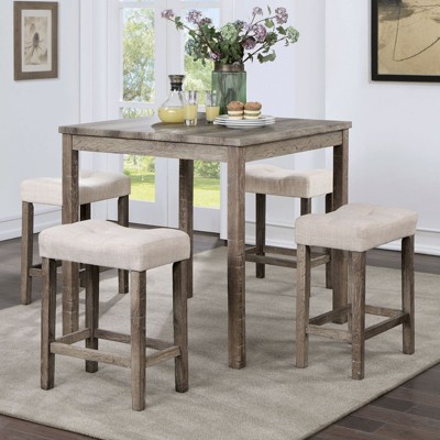 NicBex Dining Table Set for 4 Counter Height Dining Set Wooden Table and Upholstered Chairs for Kitchen