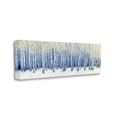 Winter Birch Trees Landscape Canvas Wall Art 10" x 24"