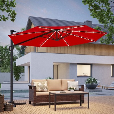 Sonkuki 10-ft LED Solar Lights Outdoor Octagon Cantilever Patio Umbrella