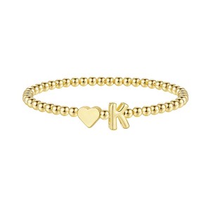 Turandoss Gold Initial Bracelets for Women Girls - Dainty Beaded Heart Bracelet for Kids, Letter Charm Bracelet for Girls, Christmas Jewelry Gifts - 1 of 4