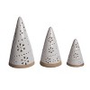 Transpac Ceramic Light Up White Cone Tree with Embossed Design Multicolor Tabletop Sculpture Battery Operated Christmas Decor - 3 of 3
